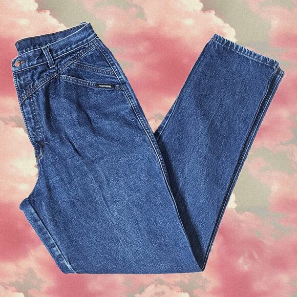 VTG Rocky Mountain Dark Wash Western High Rise Bareback Jeans, sz 30x35 - Picture 1 of 8